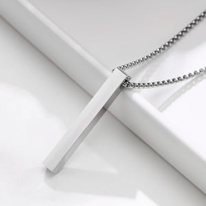 Minimalist Vertical Bar Pendant Necklace – Stainless Steel Unisex Pillar Chain