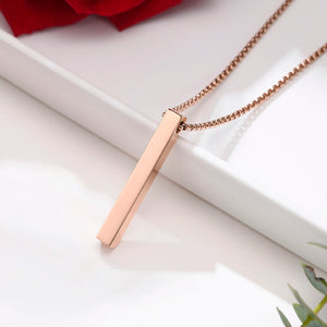 Minimalist Vertical Bar Pendant Necklace – Stainless Steel Unisex Pillar Chain