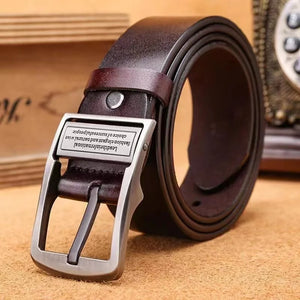 Classic Cowhide Leather Belt for Men – Premium Pin Buckle Business & Casual Belt