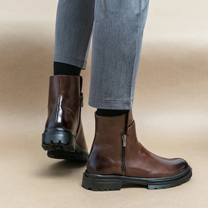 Premium Leather Zip-Side Chelsea Ankle Boots for Men