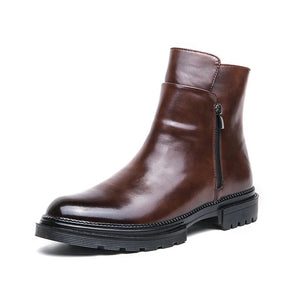 Premium Leather Zip-Side Chelsea Ankle Boots for Men