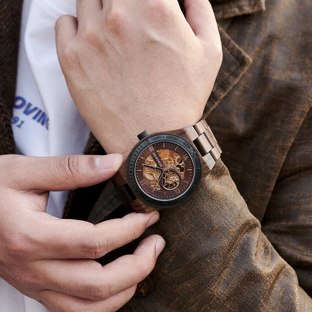 Wooden Skeleton Watch