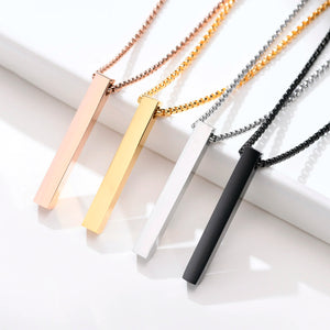 Minimalist Vertical Bar Pendant Necklace – Stainless Steel Unisex Pillar Chain
