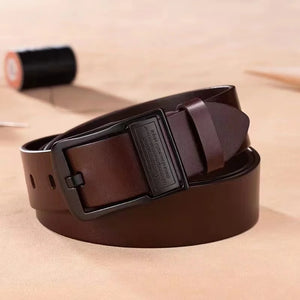 Classic Cowhide Leather Belt for Men – Premium Pin Buckle Business & Casual Belt