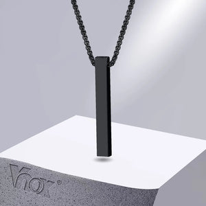 Minimalist Vertical Bar Pendant Necklace – Stainless Steel Unisex Pillar Chain