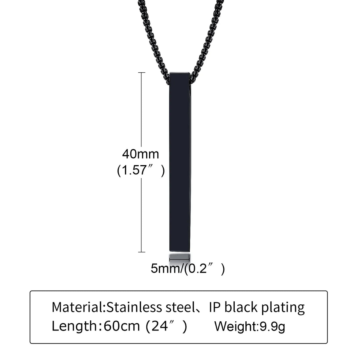 Minimalist Vertical Bar Pendant Necklace – Stainless Steel Unisex Pillar Chain