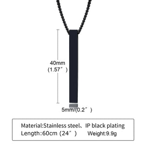 Minimalist Vertical Bar Pendant Necklace – Stainless Steel Unisex Pillar Chain