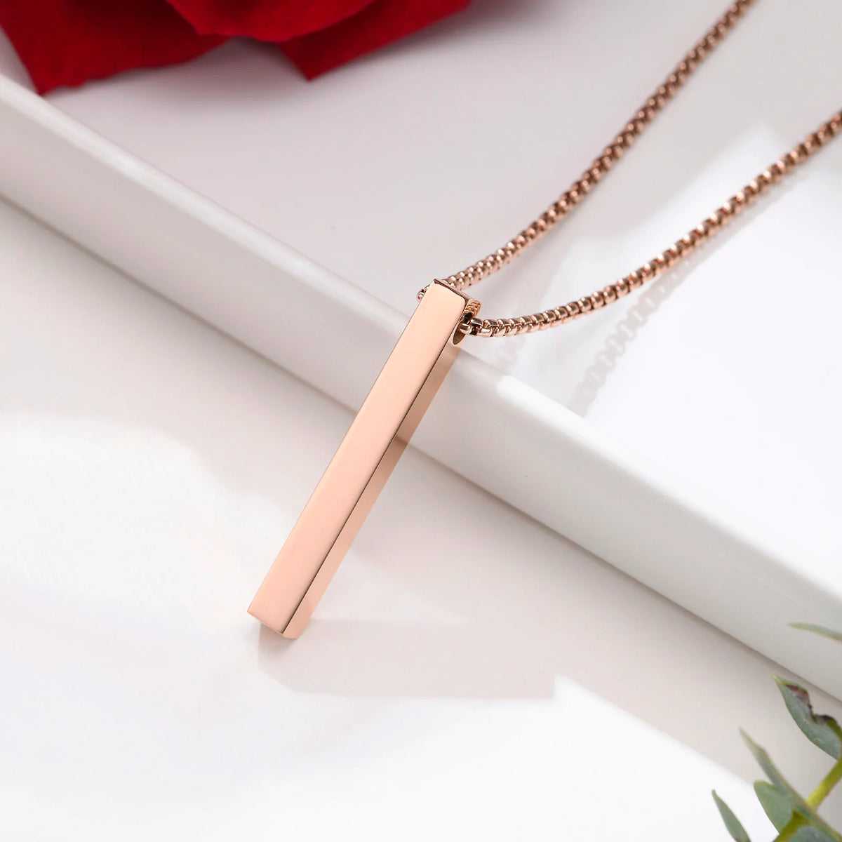 Minimalist Vertical Bar Pendant Necklace – Stainless Steel Unisex Pillar Chain