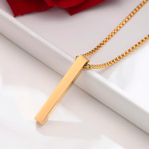 Minimalist Vertical Bar Pendant Necklace – Stainless Steel Unisex Pillar Chain