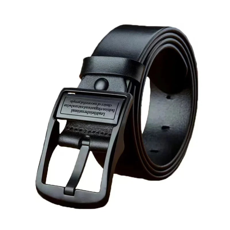 Classic Cowhide Leather Belt for Men – Premium Pin Buckle Business & Casual Belt