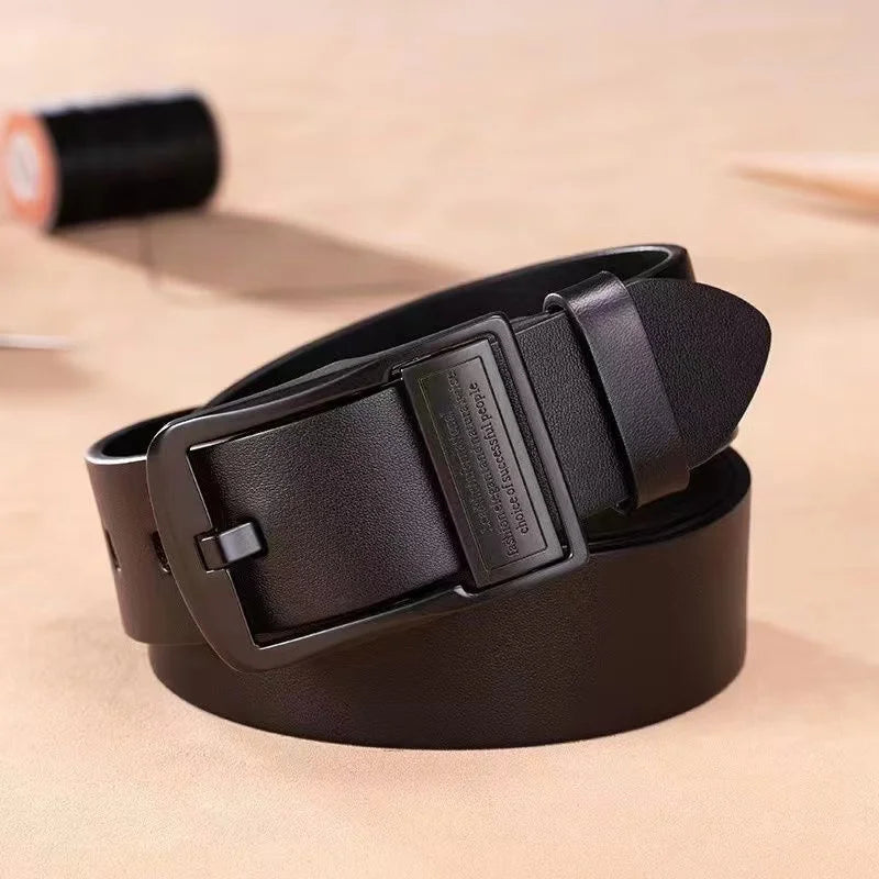 Classic Cowhide Leather Belt for Men – Premium Pin Buckle Business & Casual Belt