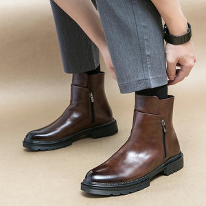 Premium Leather Zip-Side Chelsea Ankle Boots for Men
