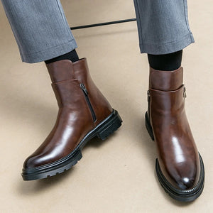 Premium Leather Zip-Side Chelsea Ankle Boots for Men