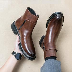 Premium Leather Zip-Side Chelsea Ankle Boots for Men