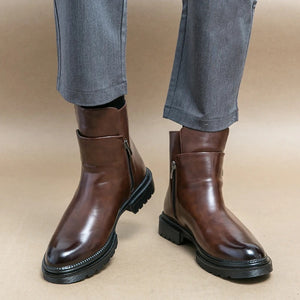 Premium Leather Zip-Side Chelsea Ankle Boots for Men